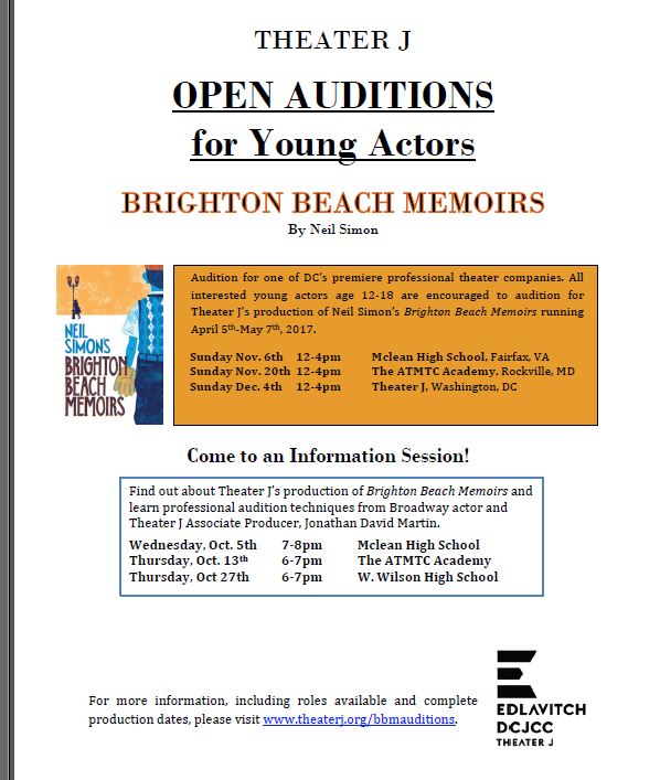 Theater J Casting Teens For Brighton Beach Memoirs